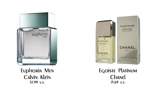 ��� �������, ������������ � ���������� ����������� ������ �������� ���� Euphoria Men (52.99 �.�.) �� Calvin Klein ��� Egoiste Platinum (71.69 �.�.) �� Chanel